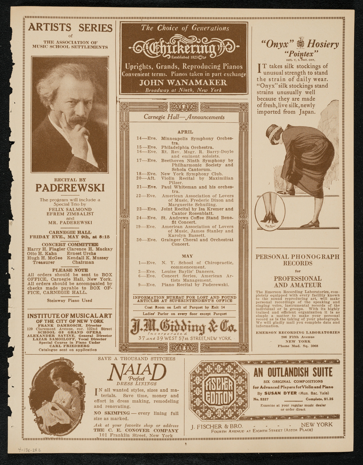 Benefit: Jewish Home for Convalescents, April 13, 1924, program page 3
