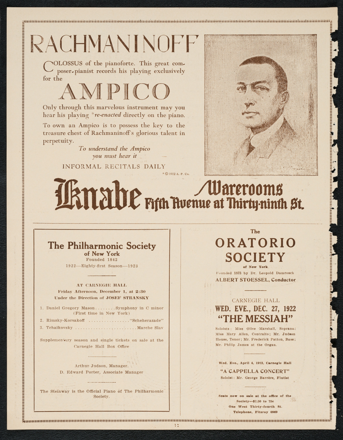 Leonidas Coronis, Baritone, November 29, 1922, program page 12