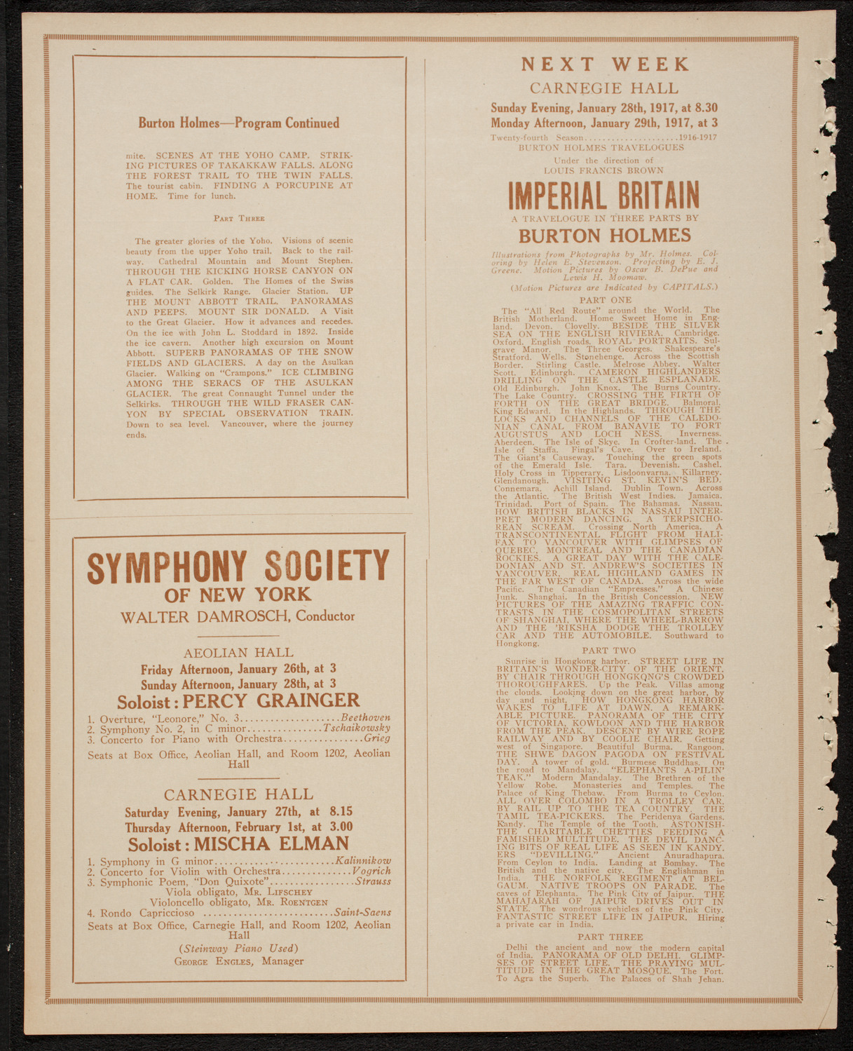 Burton Holmes Travelogue: Canadian Rockies, January 21, 1917, program page 8