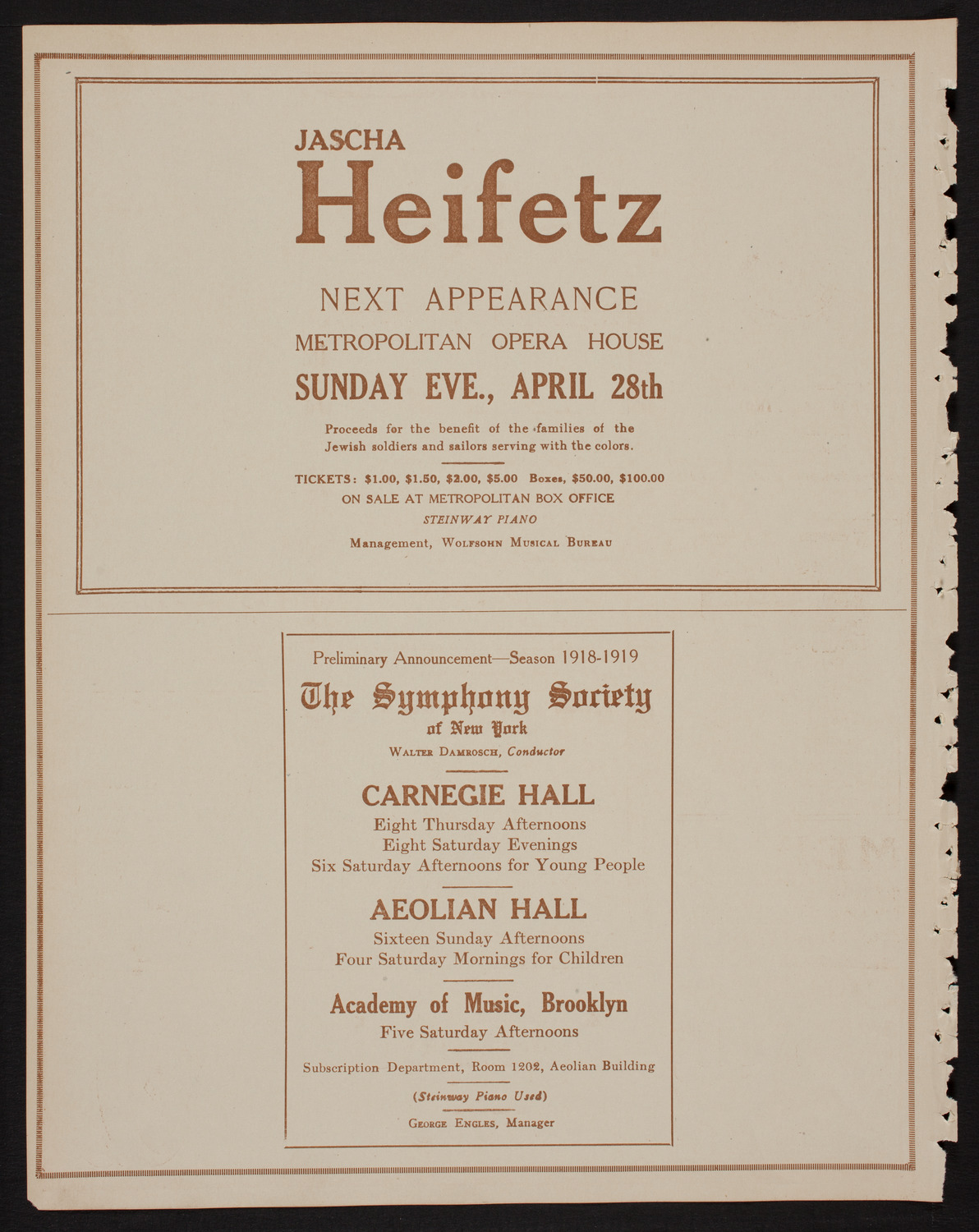 Ossip Gabrilowitsch Orchestral Concert, April 25, 1918, program page 8