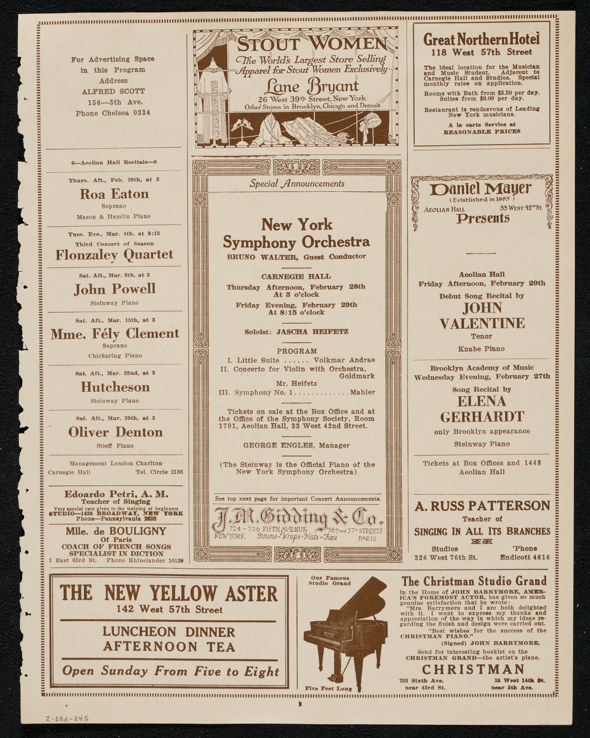 New York Philharmonic, February 22, 1924, program page 9