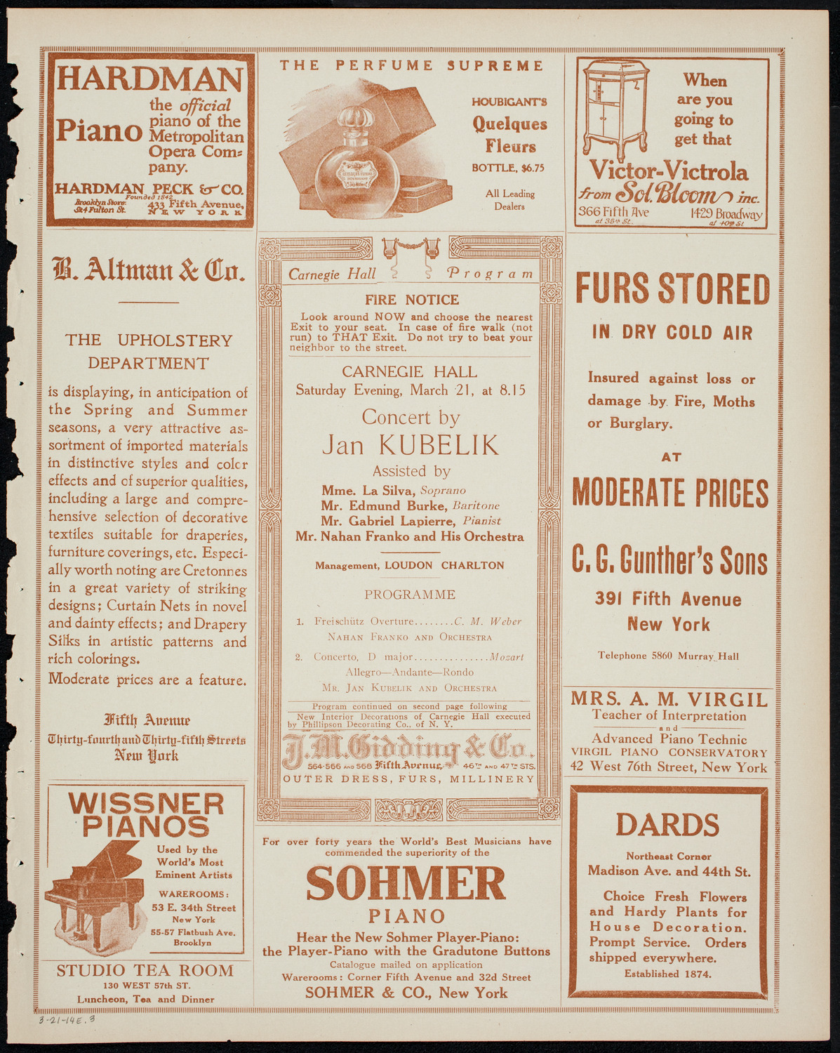 Jan Kubelik, Violin, with Orchestra, March 21, 1914, program page 5
