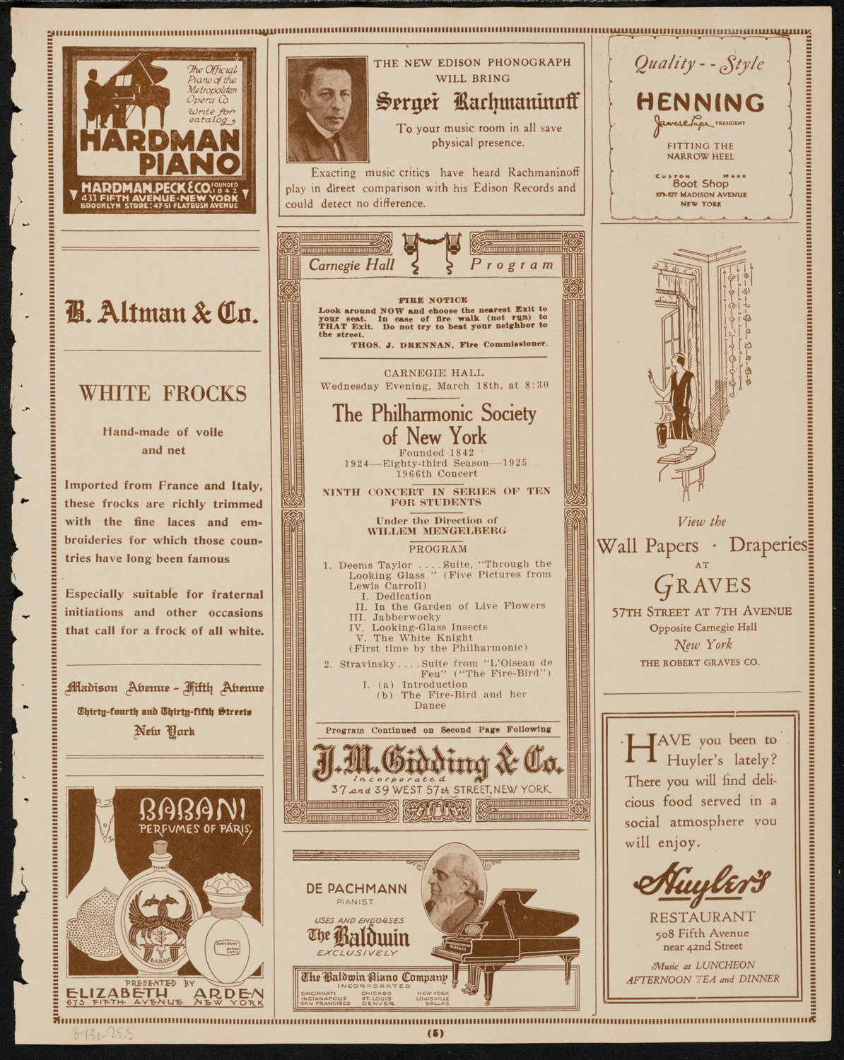 New York Philharmonic Students' Concert, March 18, 1925, program page 5