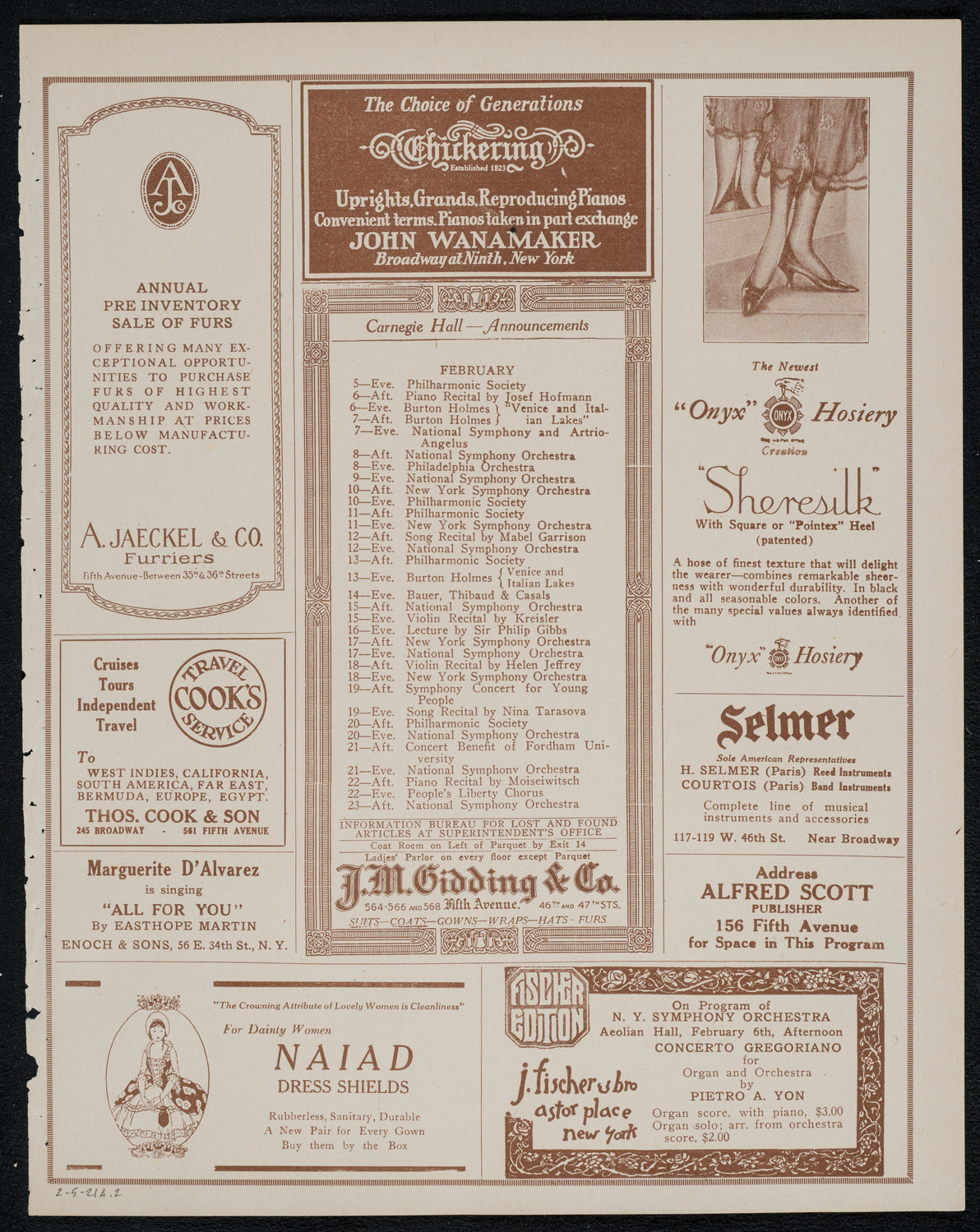 Boston Symphony Orchestra, February 5, 1921, program page 3