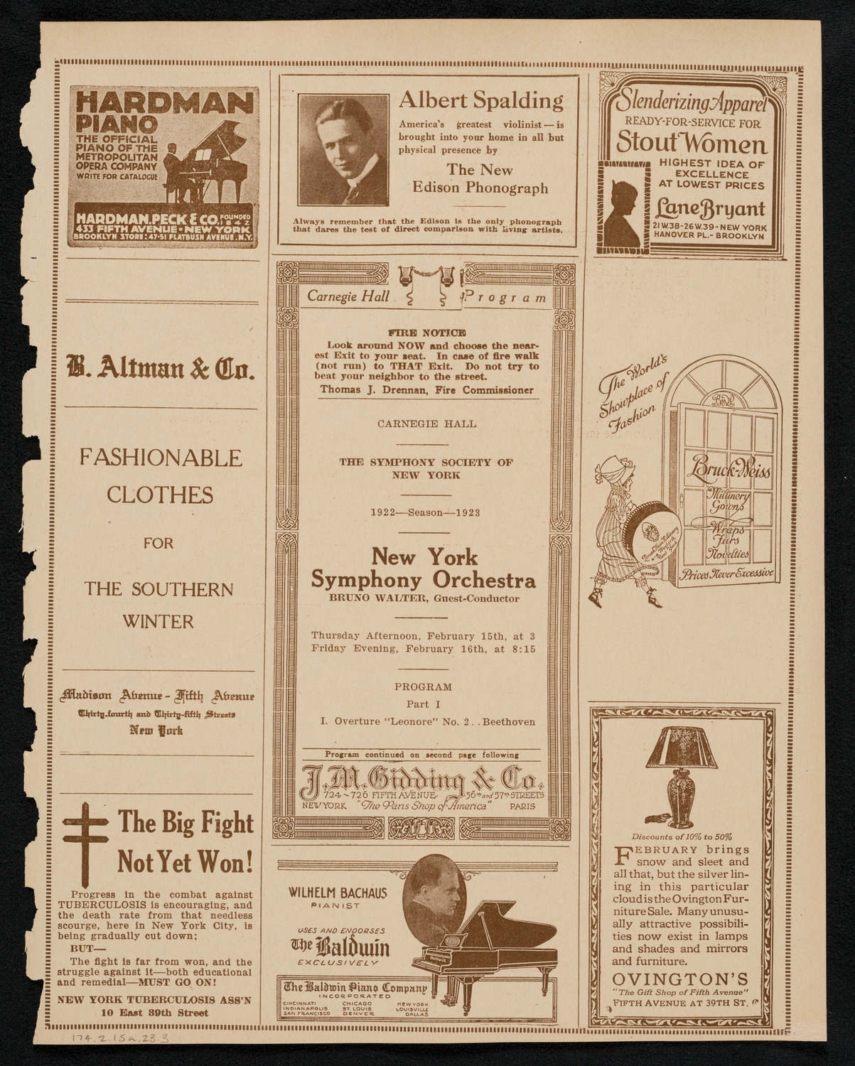 New York Symphony Orchestra, February 15, 1923, program page 5