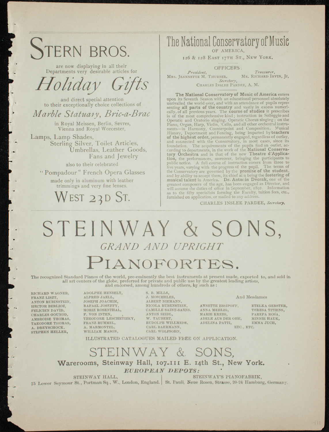 New York Symphony String Quartet, December 20, 1891, program page 7