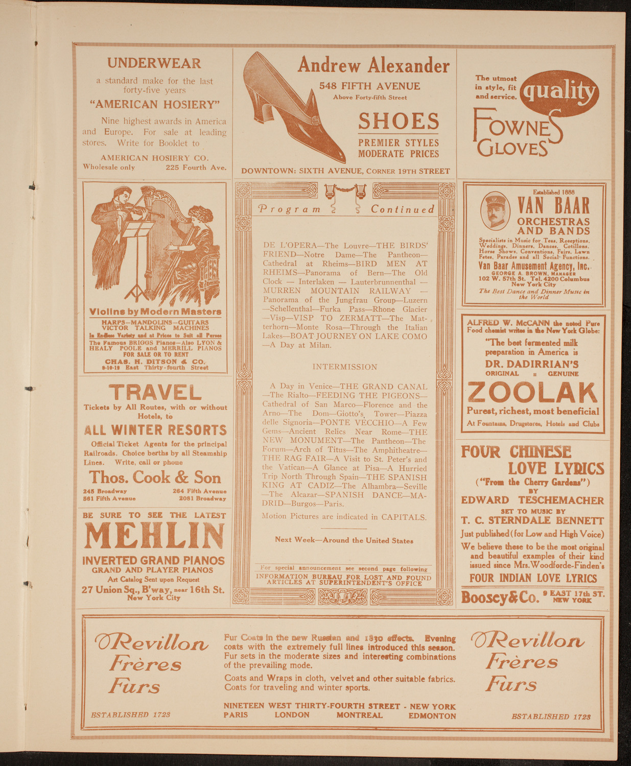 Elmendorf Lecture: Around Southern Europe, November 30, 1914, program page 7