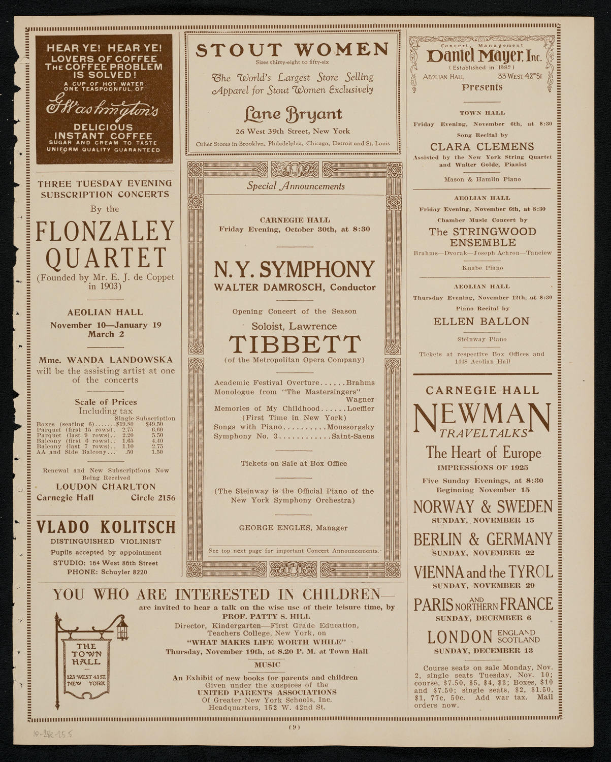 Zlatko Balokovic, Violin, October 28, 1925, program page 9
