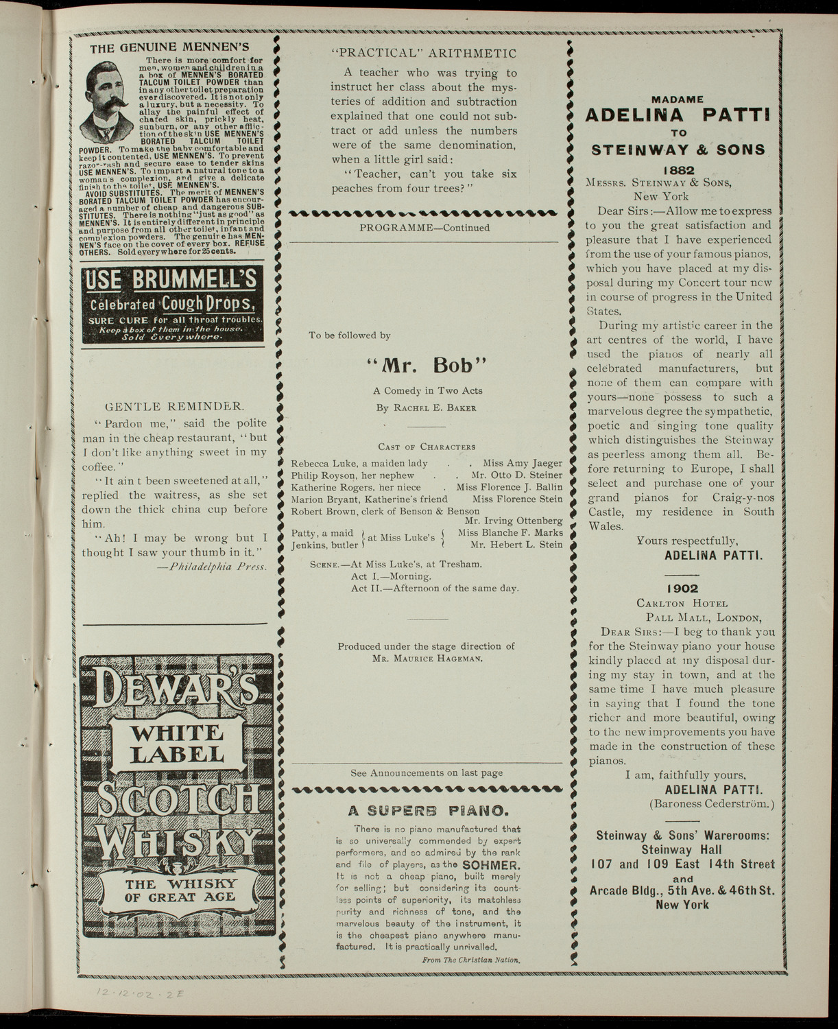 Fifth Annual Entertainment for the Benefit of the Hudson Guild Library, December 12, 1903, program page 3