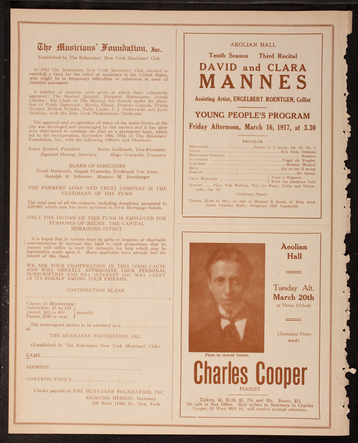 New York Philharmonic, March 9, 1917, program page 10