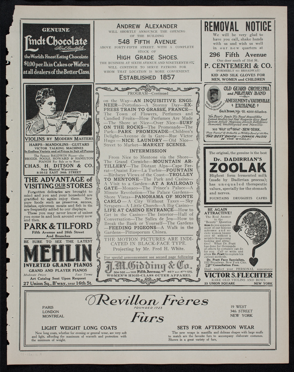 Elmendorf Lecture: The Riviera, November 13, 1911, program page 7