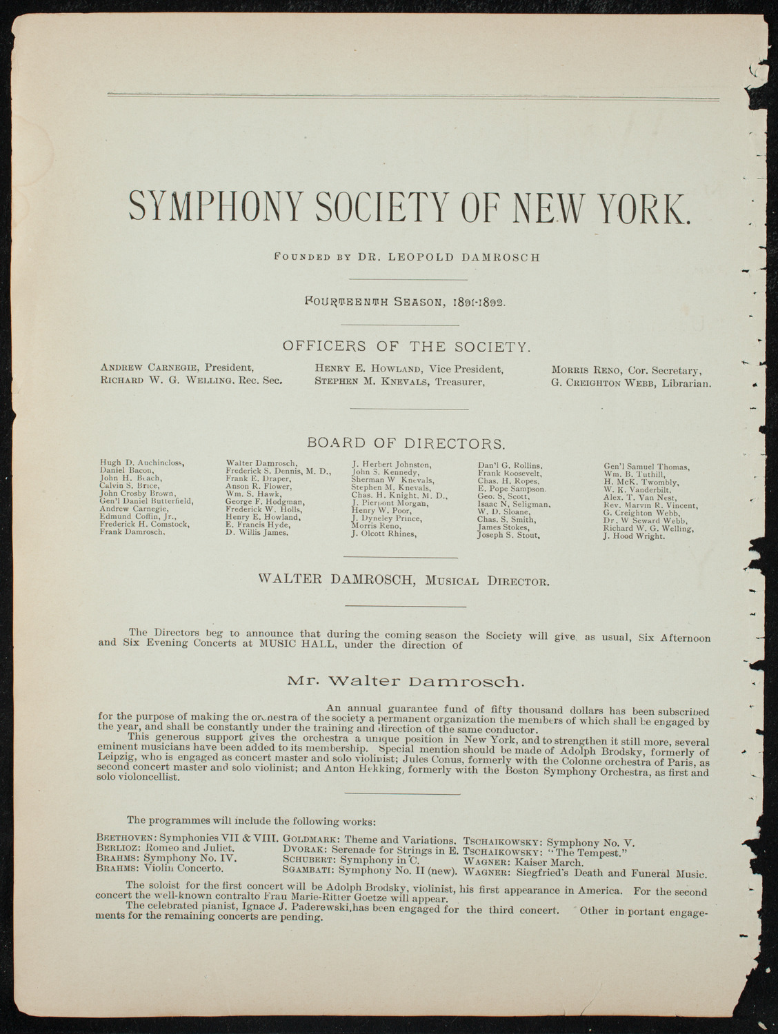 Benefit: West Side Day Nursery and Industrial School, December 14, 1891, program page 2