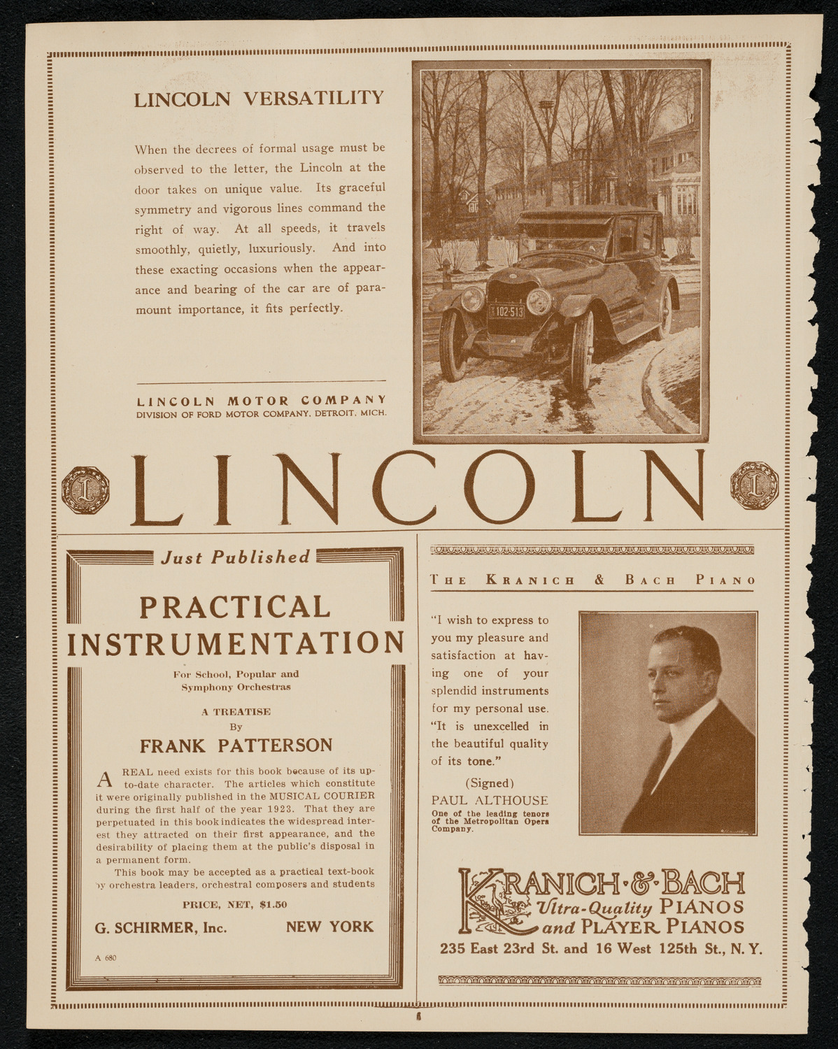 Benefit: Odd Fellows Home, February 24, 1924, program page 6