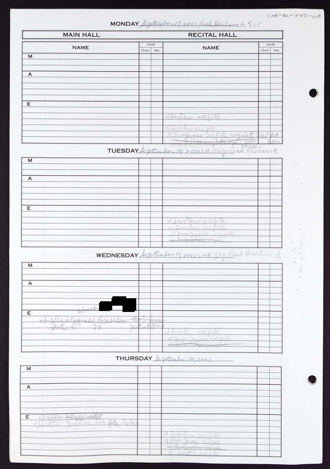 Carnegie Hall Booking Ledger, volume 47, page 8