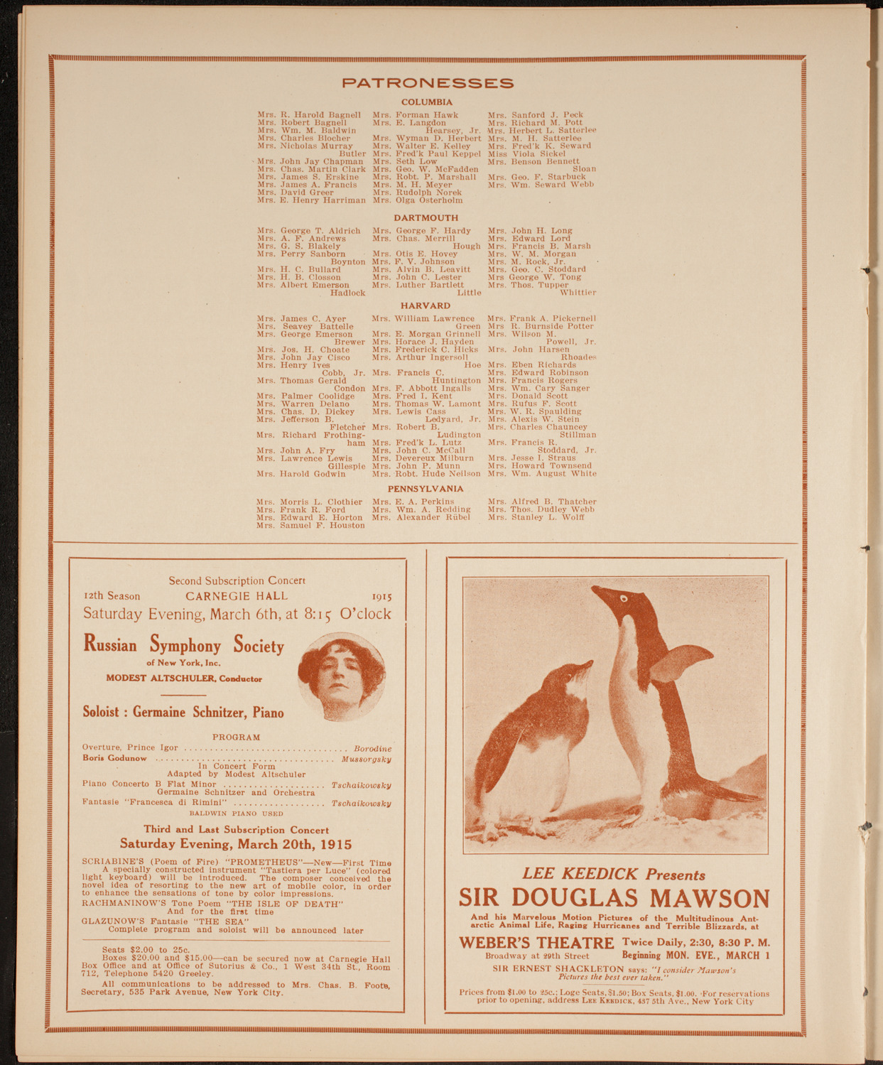Intercollegiate Glee Club Meet, February 27, 1915, program page 10