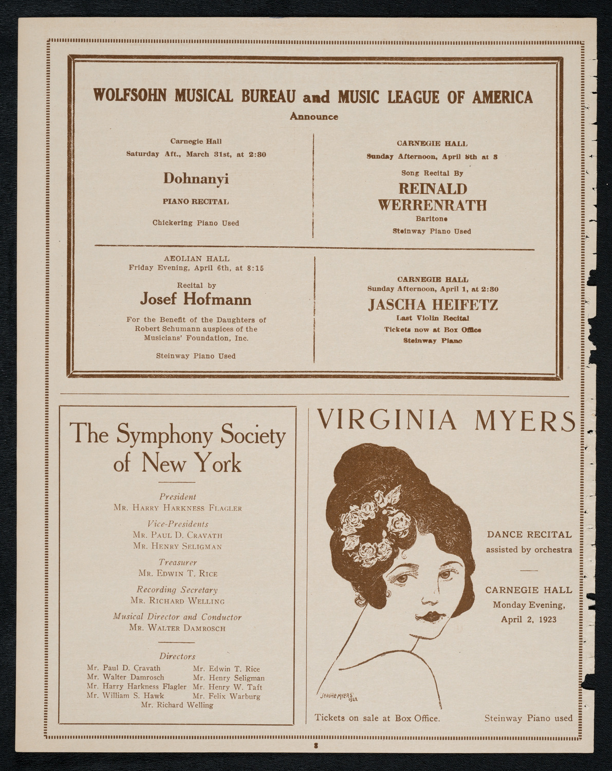 Columbia University Chorus, March 26, 1923, program page 8