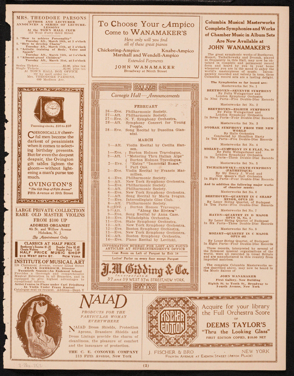 New York Symphony Orchestra, February 26, 1925, program page 3