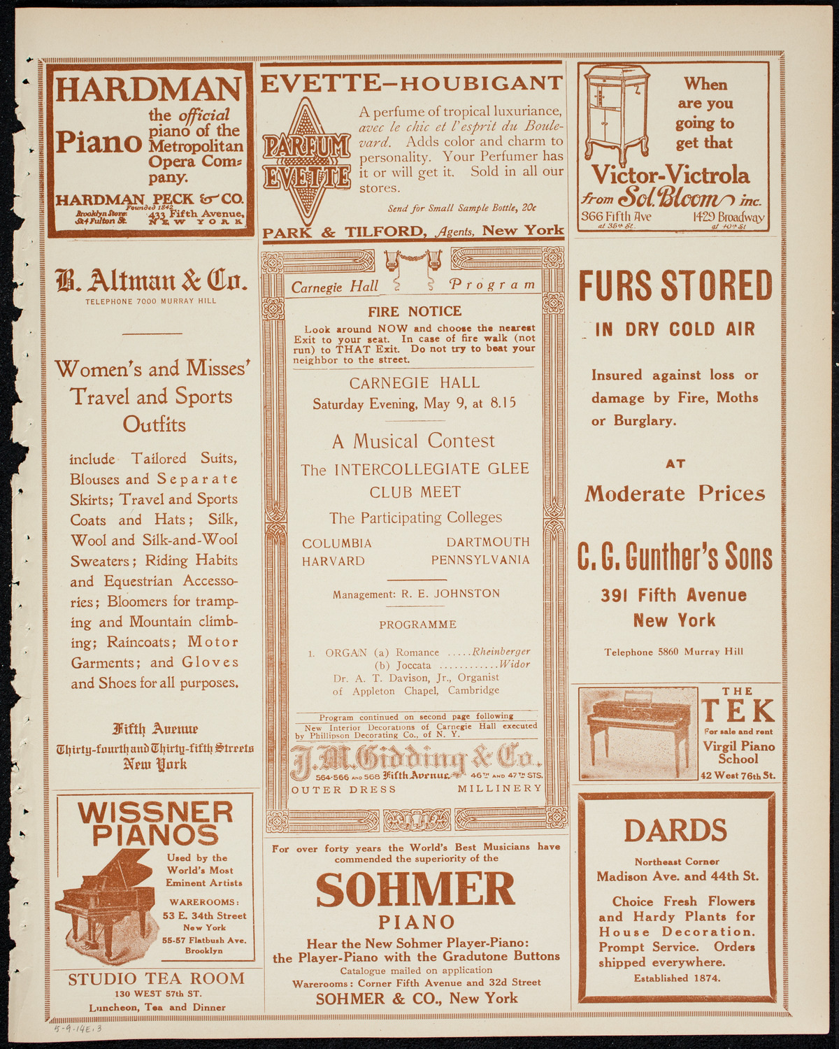 Intercollegiate Glee Club Contest, May 9, 1914, program page 5