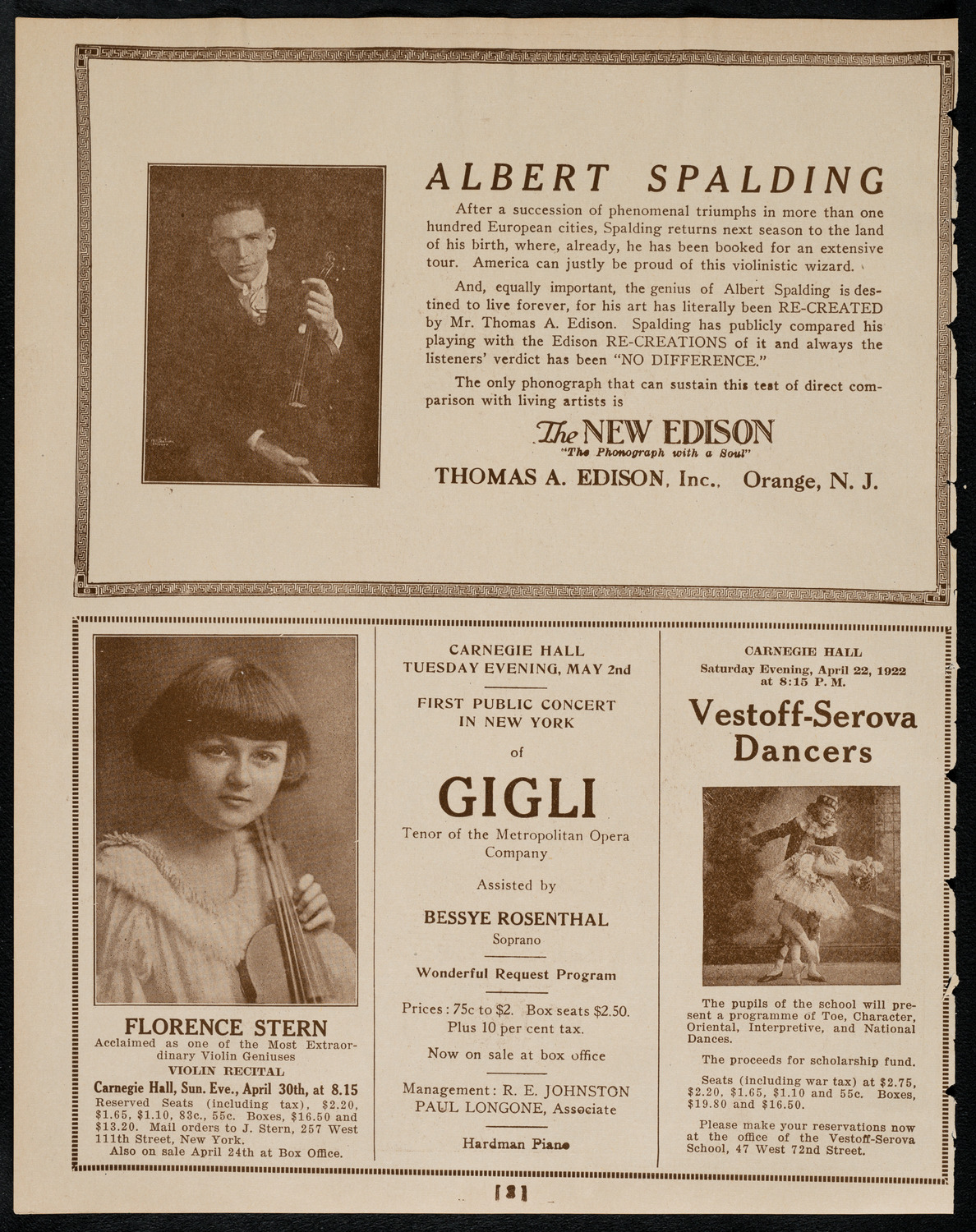 Sir Arthur Conan Doyle, April 21, 1922, program page 2