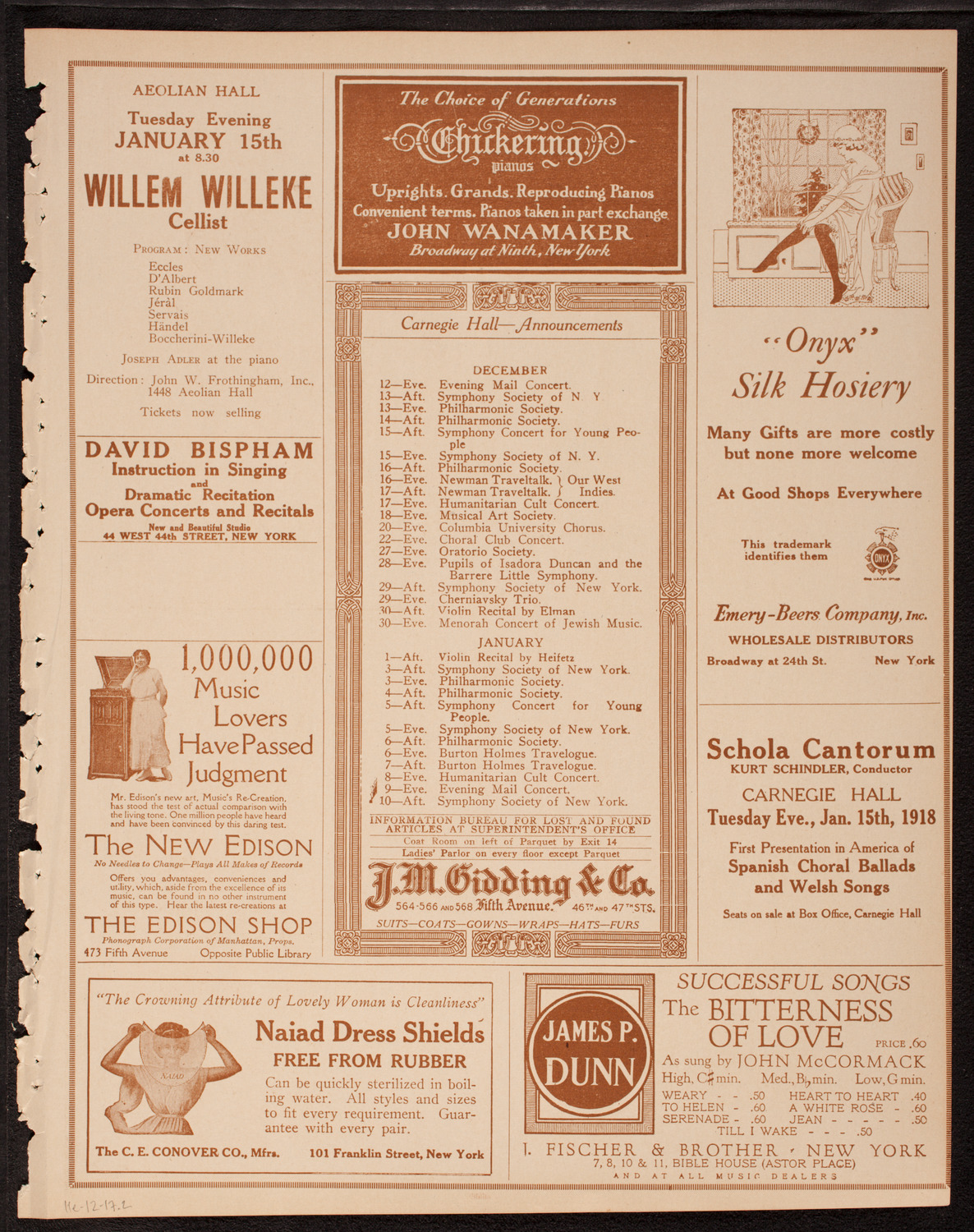 Lecture by Freeman D. Bewley, December 11, 1917, program page 3