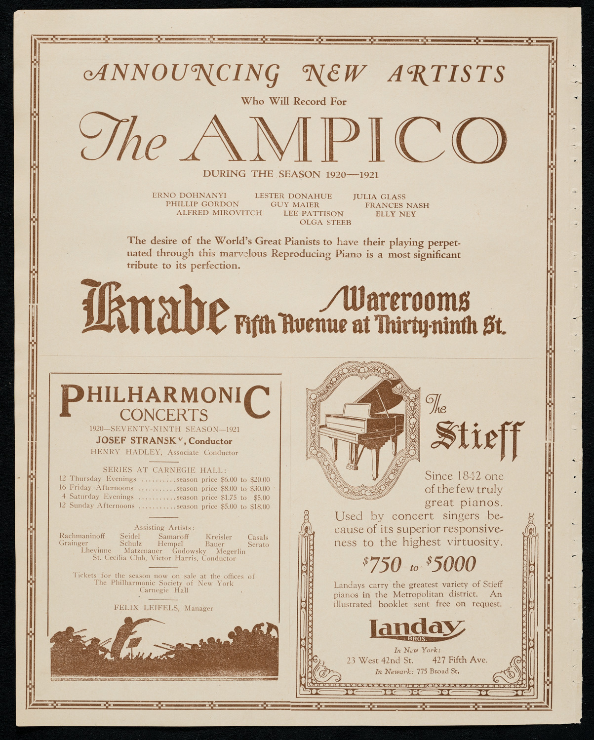 Mishel Piastro, Violin, October 3, 1920, program page 12