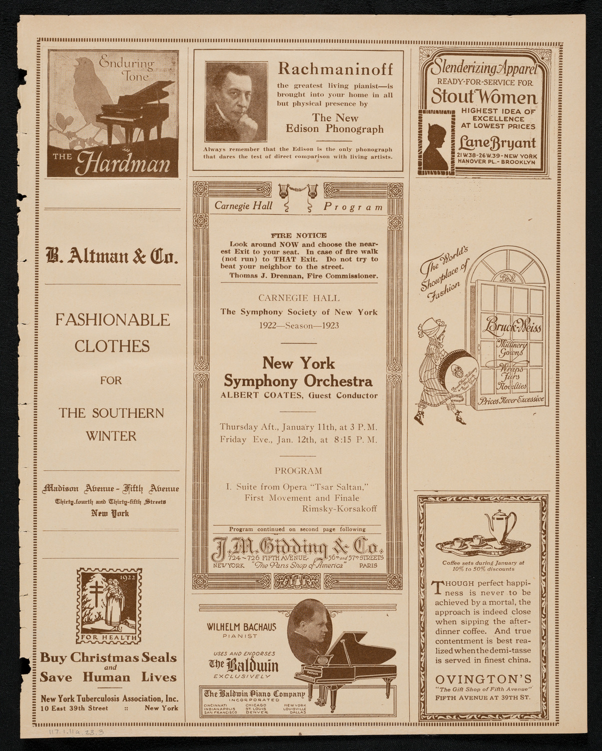 New York Symphony Orchestra, January 11, 1923, program page 5