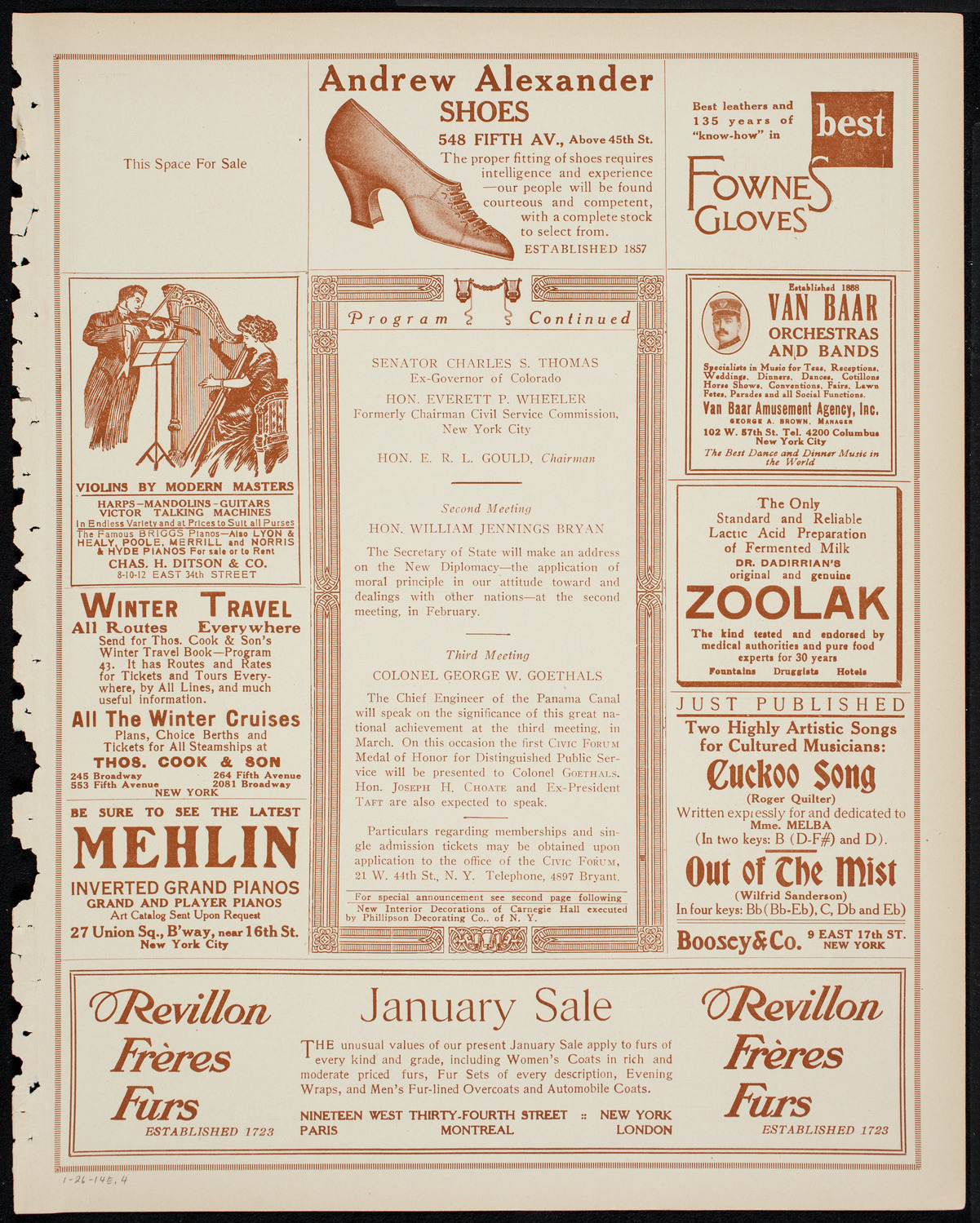 The Civic Forum, January 26, 1914, program page 7