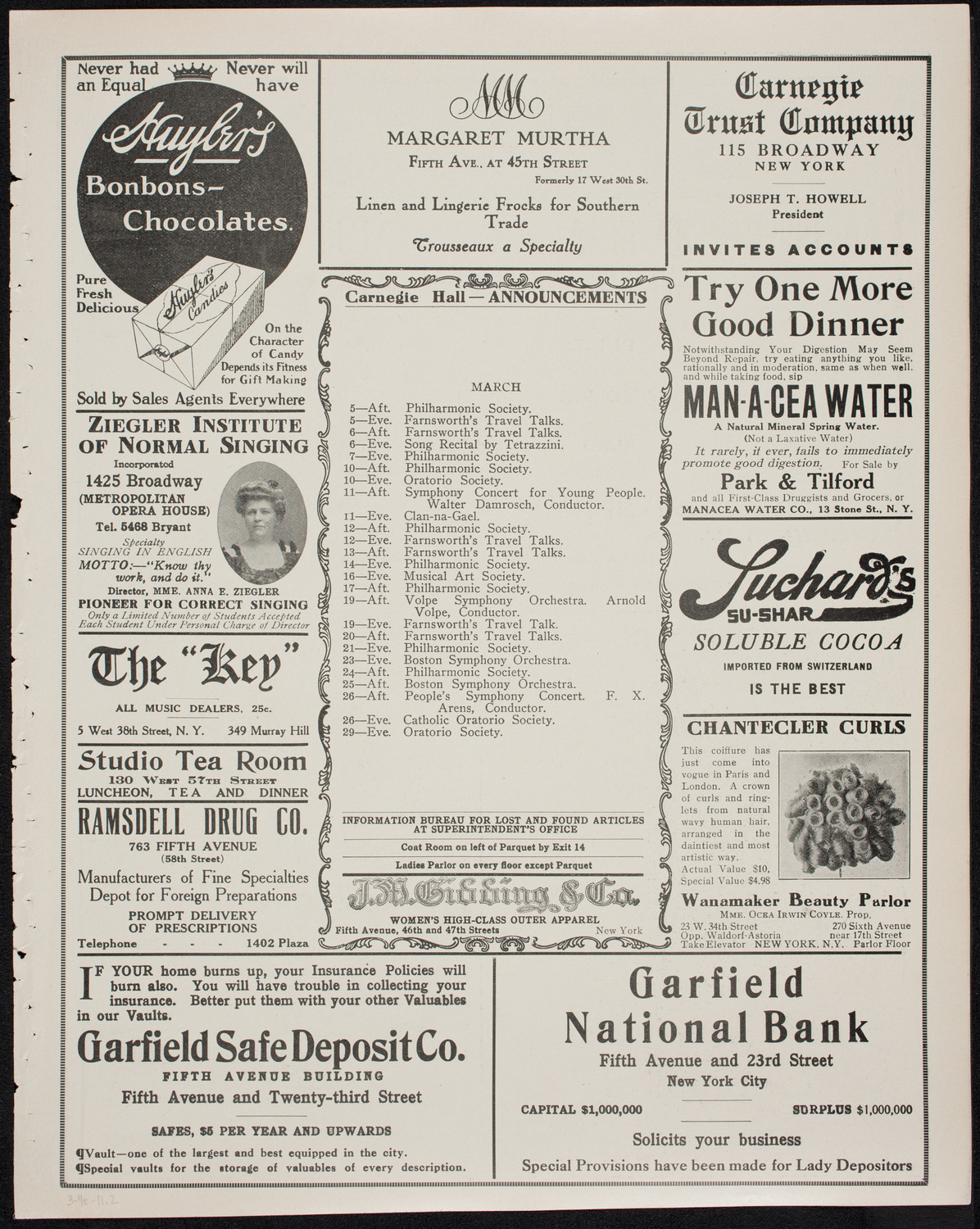 Isadora Duncan, Dancer, with the New York Symphony Orchestra, March 4, 1911, program page 3
