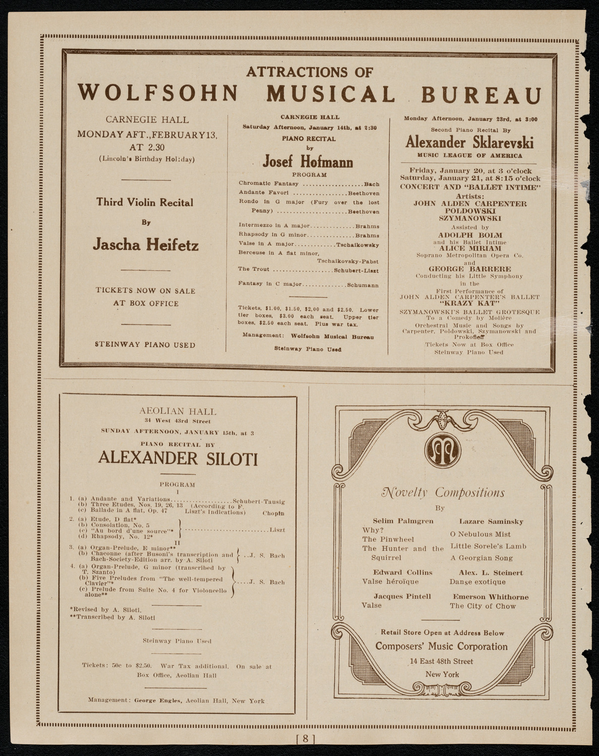 Burton Holmes Travelogue: Mexico, January 9, 1922, program page 8
