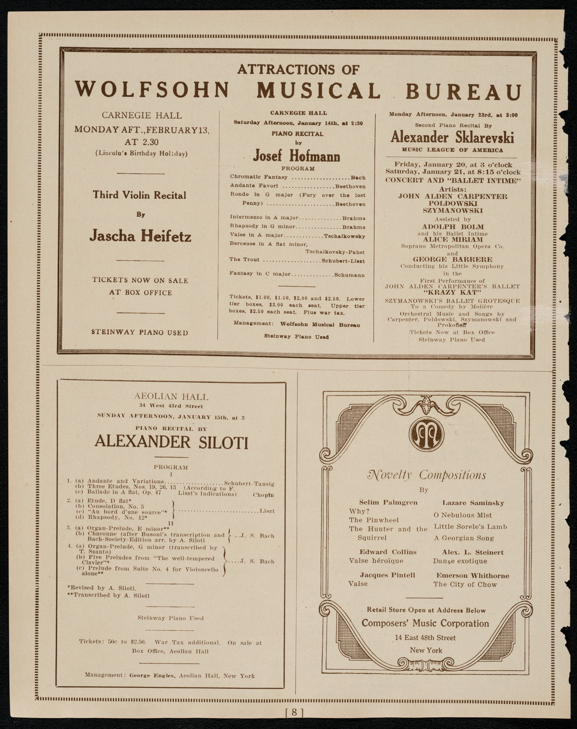 Burton Holmes Travelogue: Mexico, January 9, 1922, program page 8