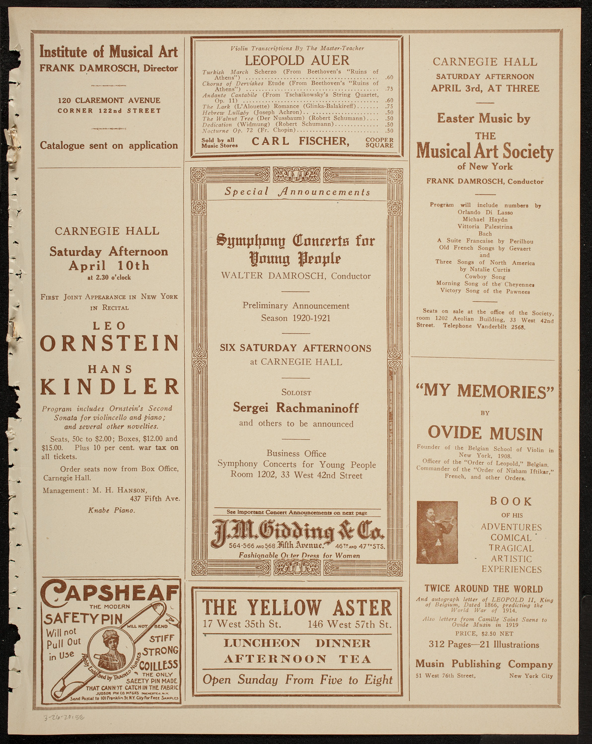 People's Liberty Chorus, March 26, 1920, program page 9