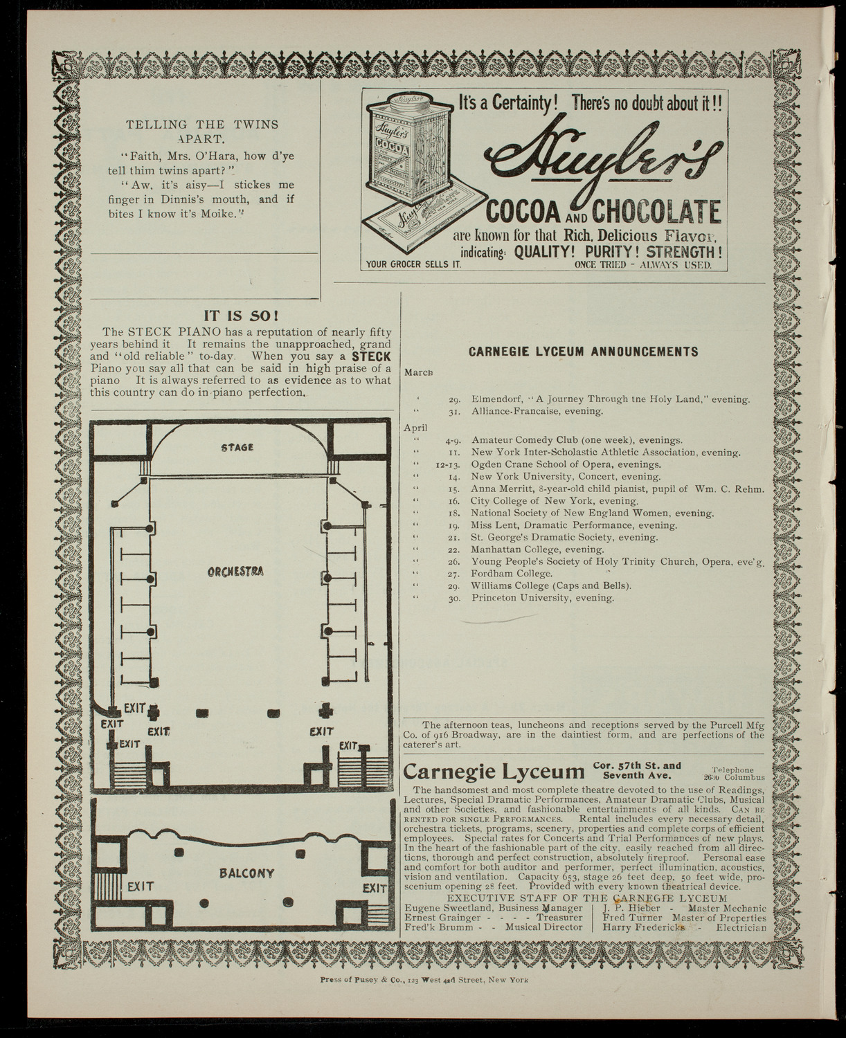 Elmendorf Lecture: A Journey Through the Holy Land, March 29, 1904, program page 4