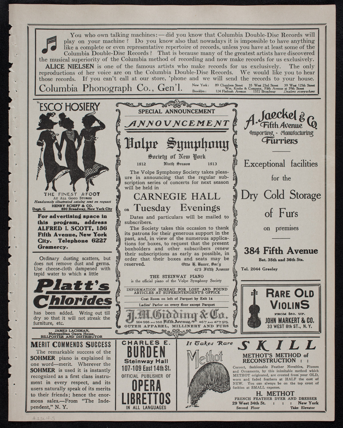 Maximilian Pilzer, Violin, April 25, 1912, program page 9