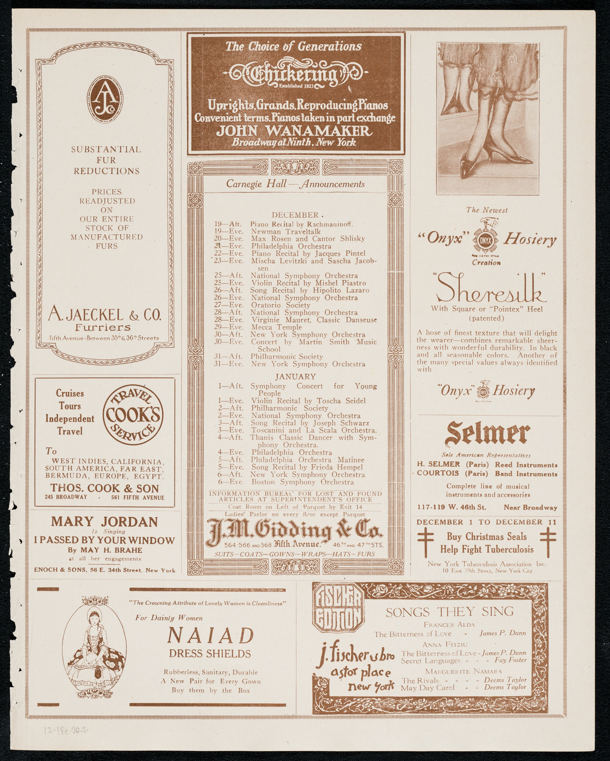 Benefit: Beth Abraham Home for Incurables, December 18, 1920, program page 3