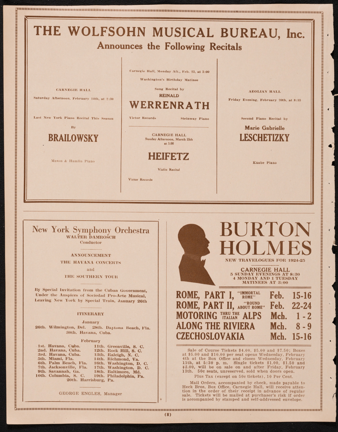 London String Quartet, February 7, 1925, program page 8