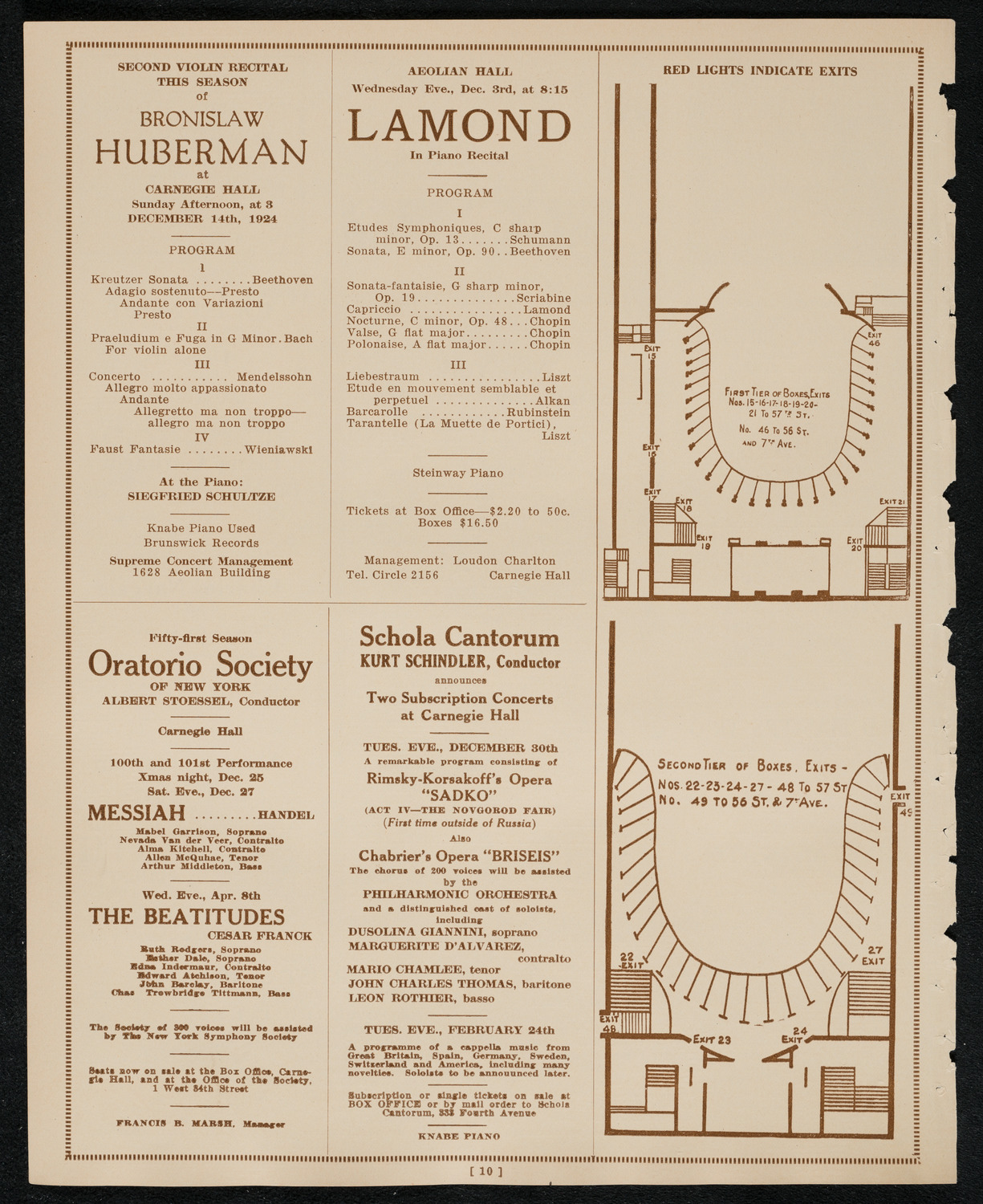 Sergei Rachmaninoff, Piano, November 30, 1924, program page 10