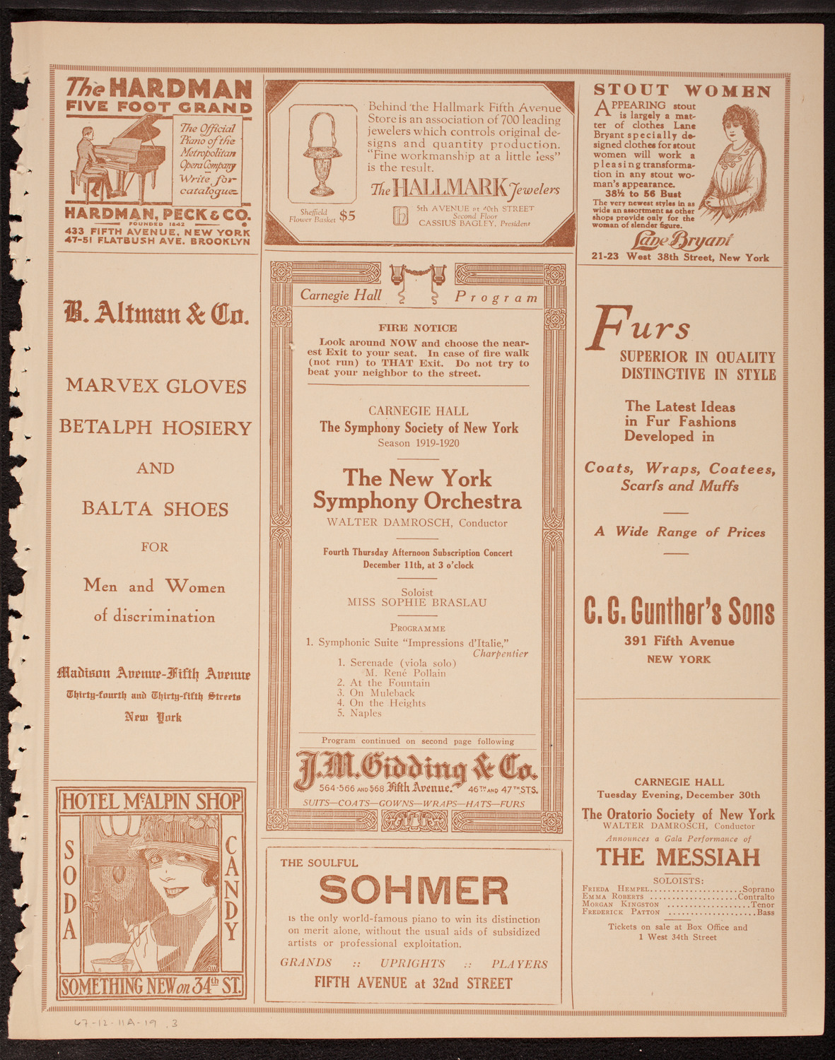 New York Symphony Orchestra, December 11, 1919, program page 5