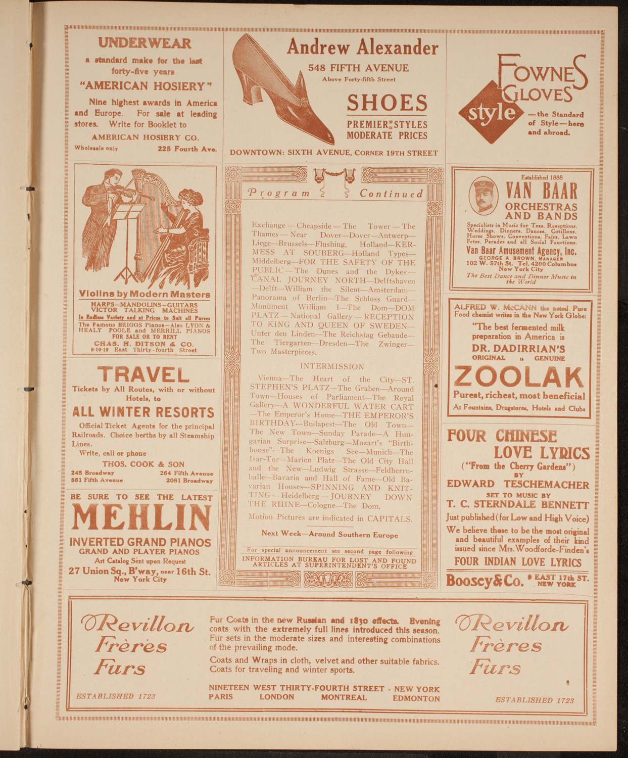 Elmendorf Lecture: Around Northern Europe, November 22, 1914, program page 9