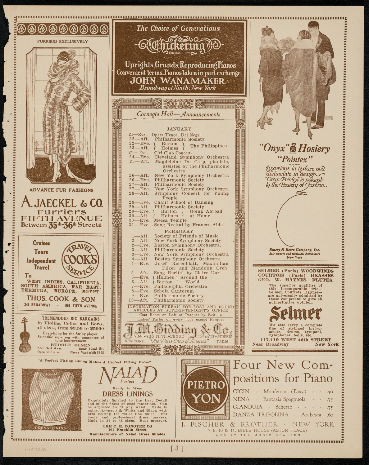 Leonardo da Vinci Evening with Comm. Dr. John W. Lieb, January 20, 1922, program page 3