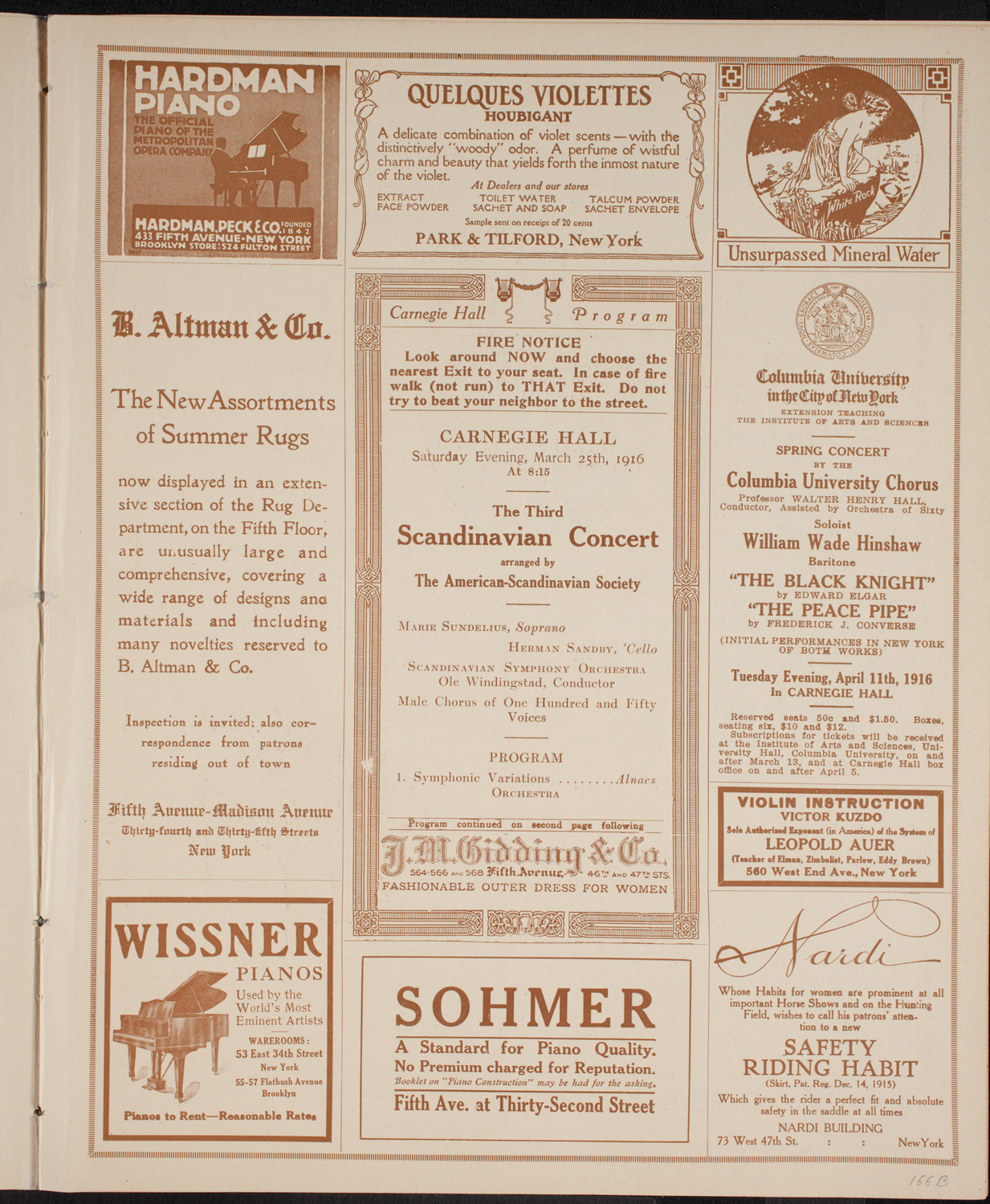 Scandinavian Concert, March 25, 1916, program page 5