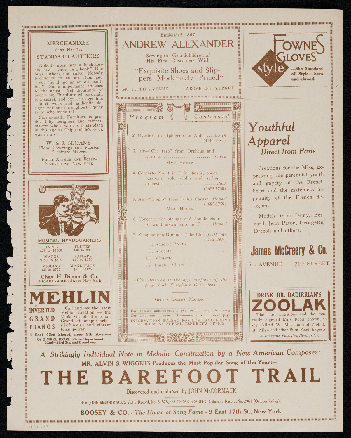 New York Symphony Orchestra, November 5, 1920, program page 7