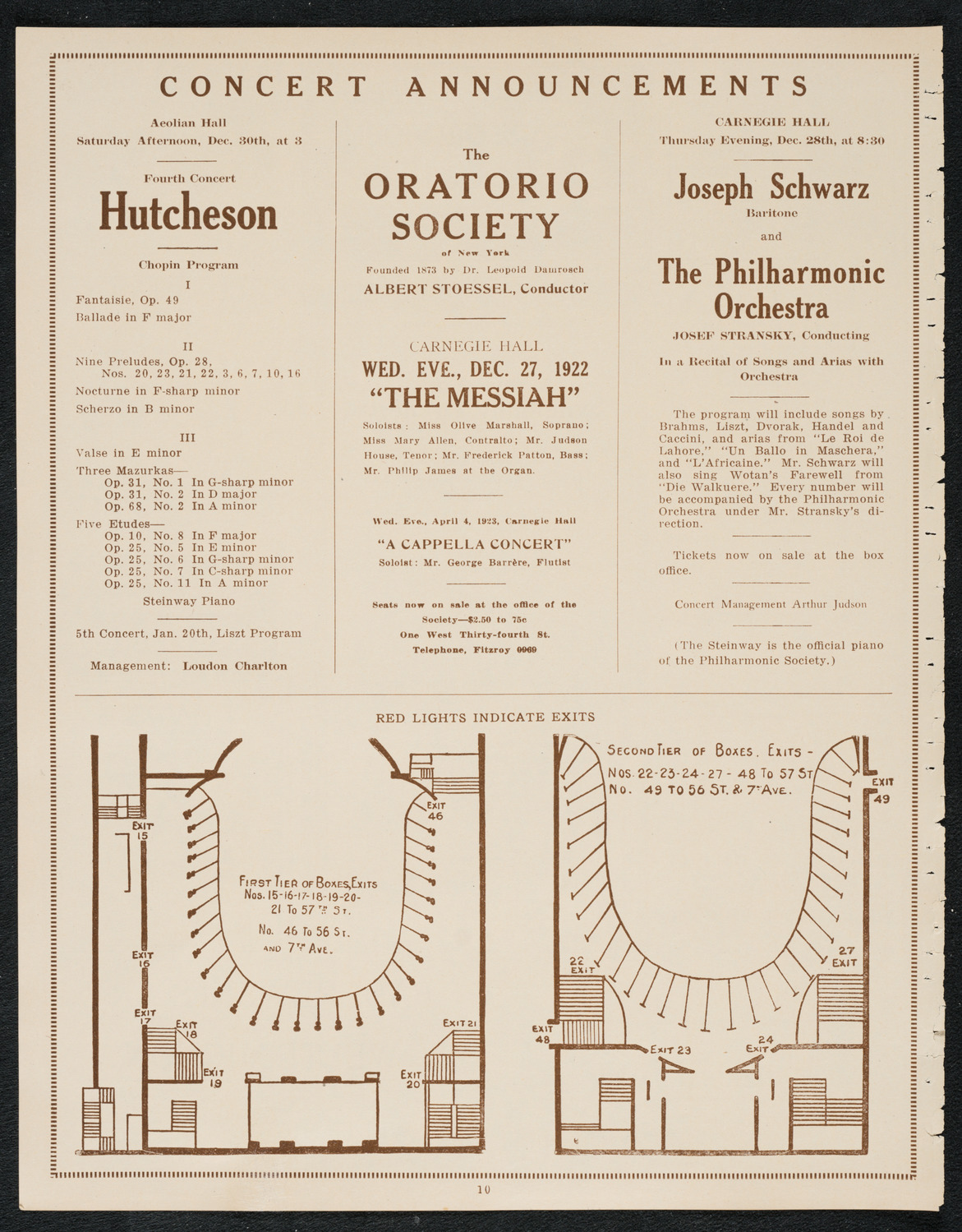 Sigrid Onégin, Contralto, Harold Bauer, and Felix Salmond, December 17, 1922, program page 10