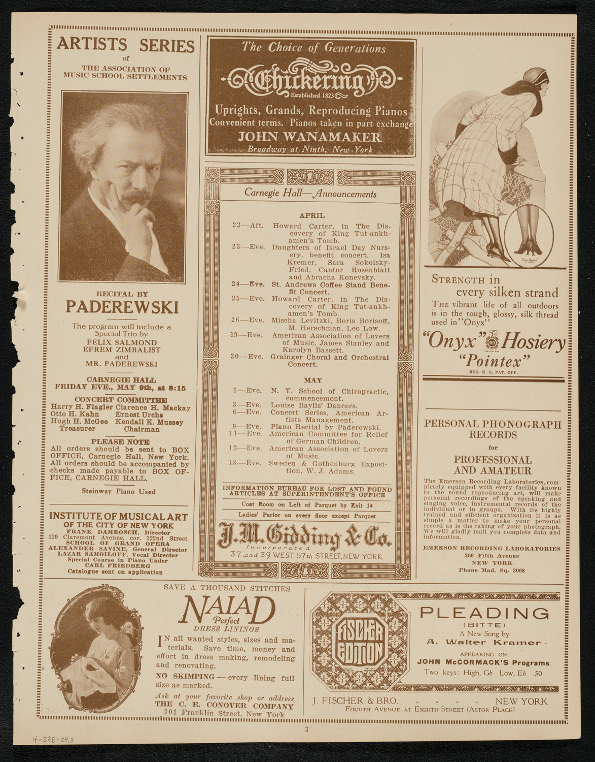 Frederic Dixon and Marguerite Schuiling, April 22, 1924, program page 3