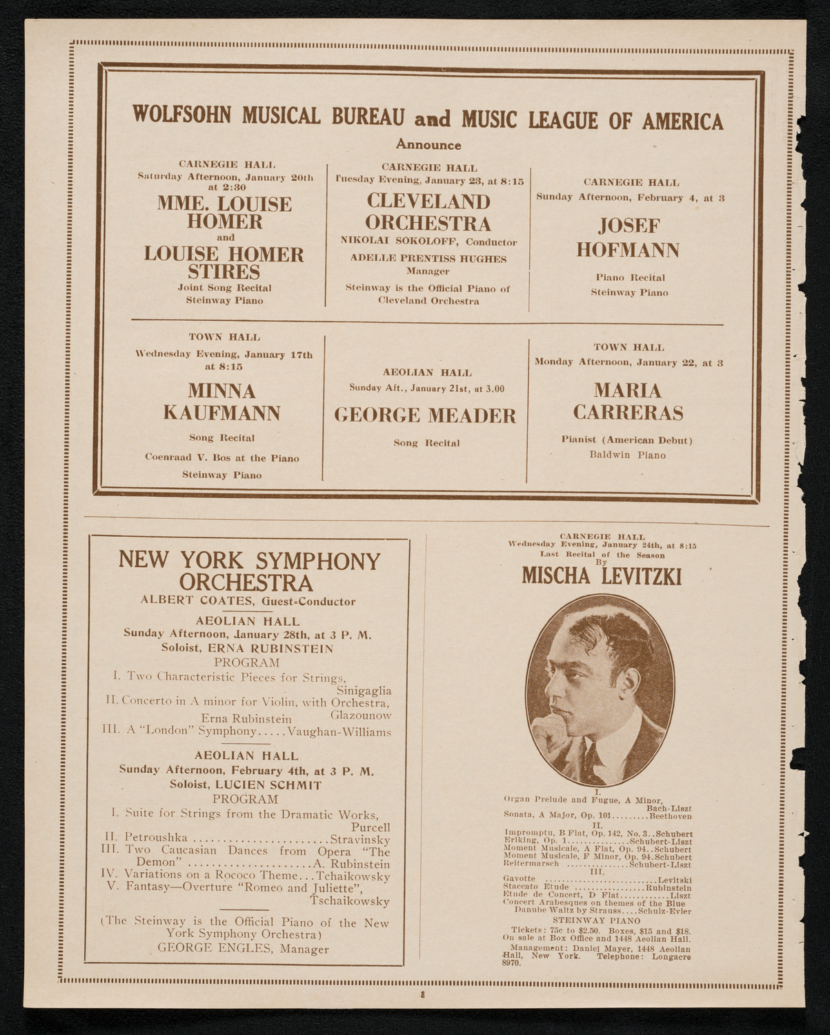 Elly Ney, Piano, January 16, 1923, program page 8