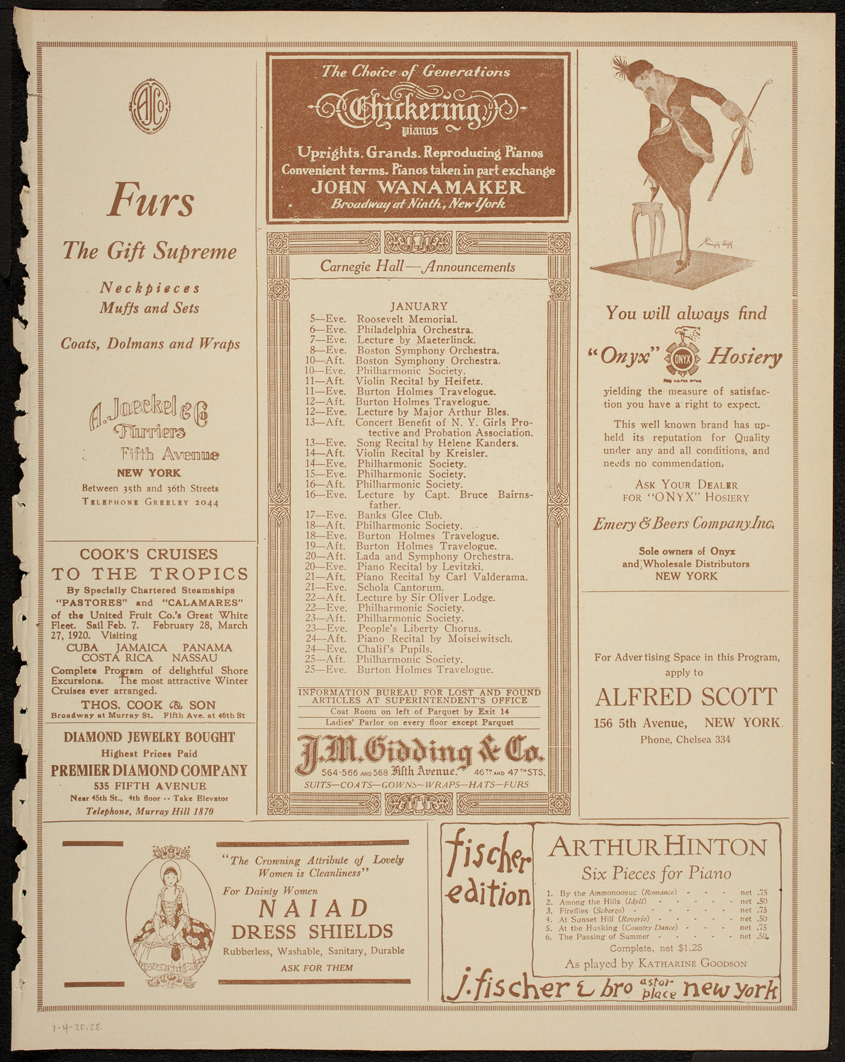 Josef Shlisky, Tenor, January 4, 1920, program page 3