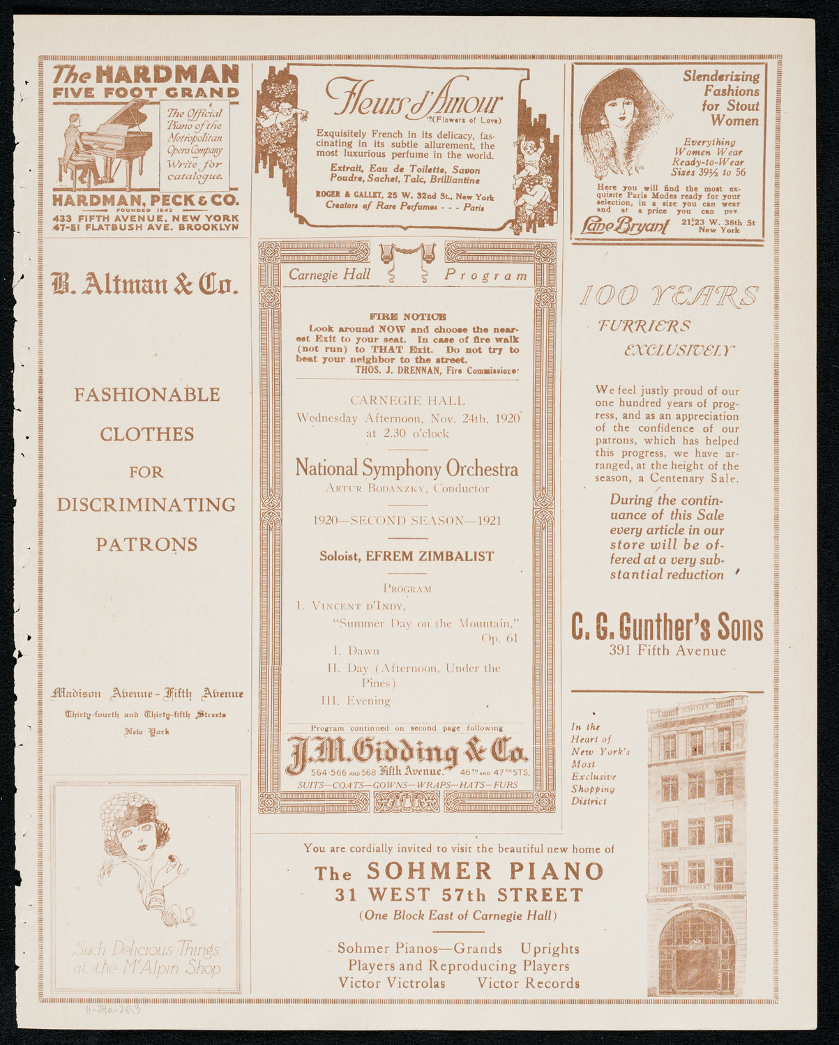 National Symphony Orchestra, November 24, 1920, program page 5