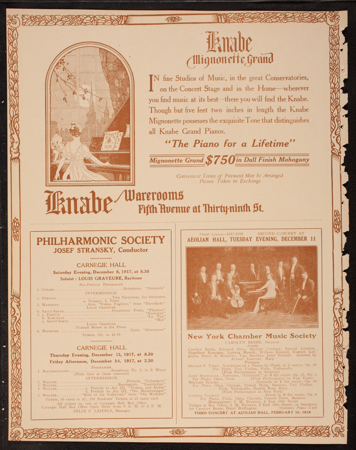 New York Philharmonic, December 6, 1917, program page 12