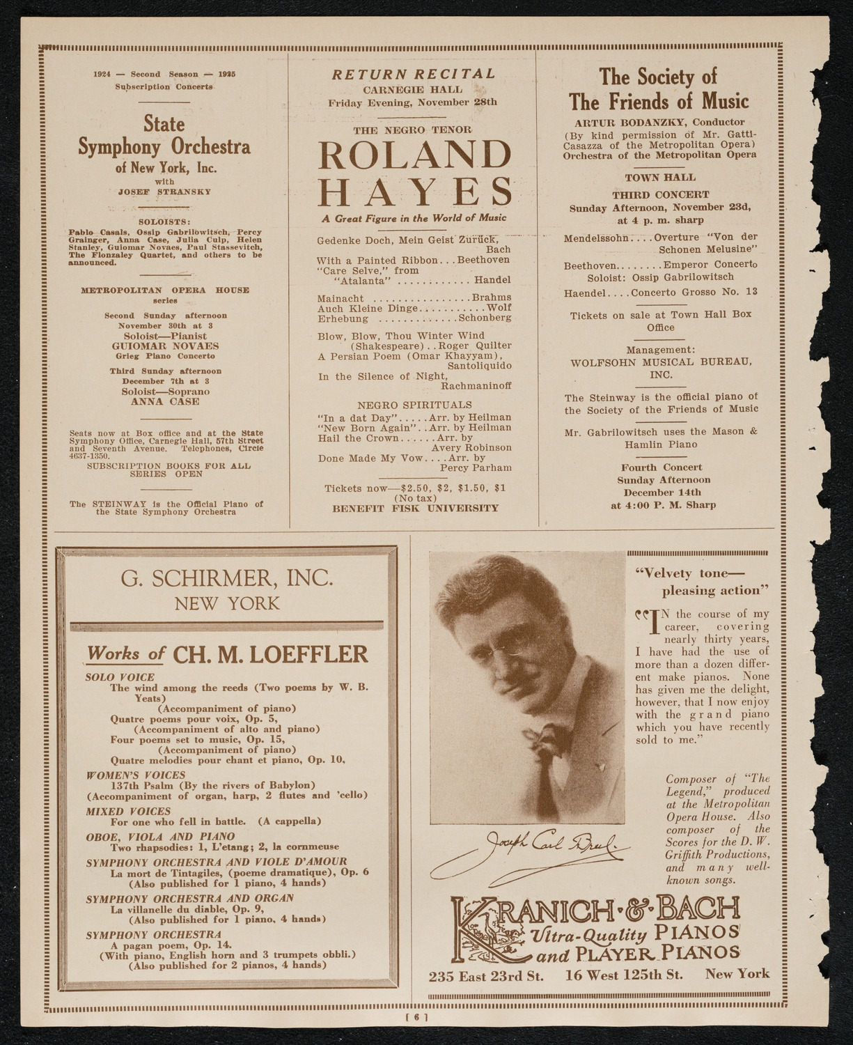 Oratorio Society of New York, November 19, 1924, program page 6