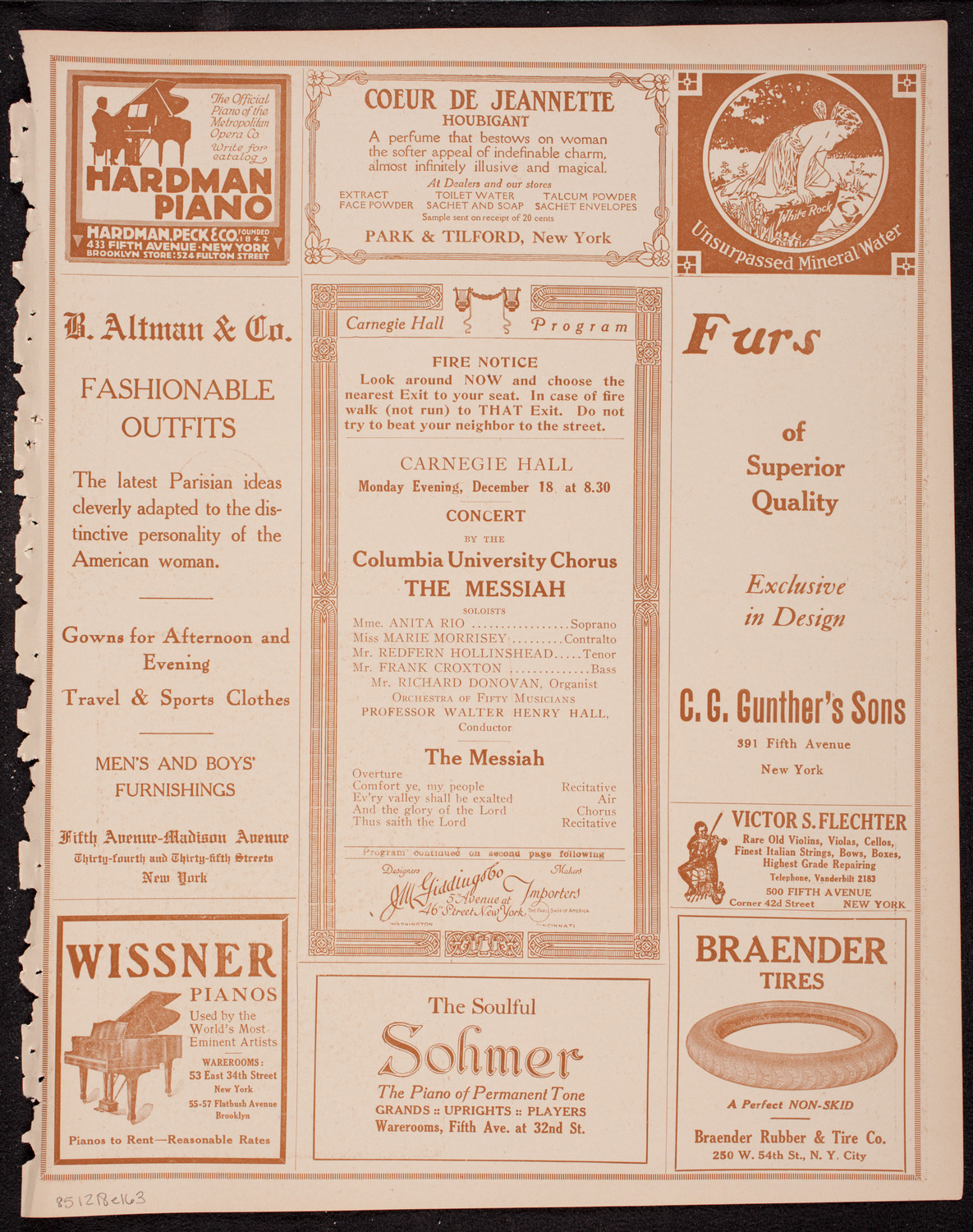 Columbia University Chorus, December 18, 1916, program page 5