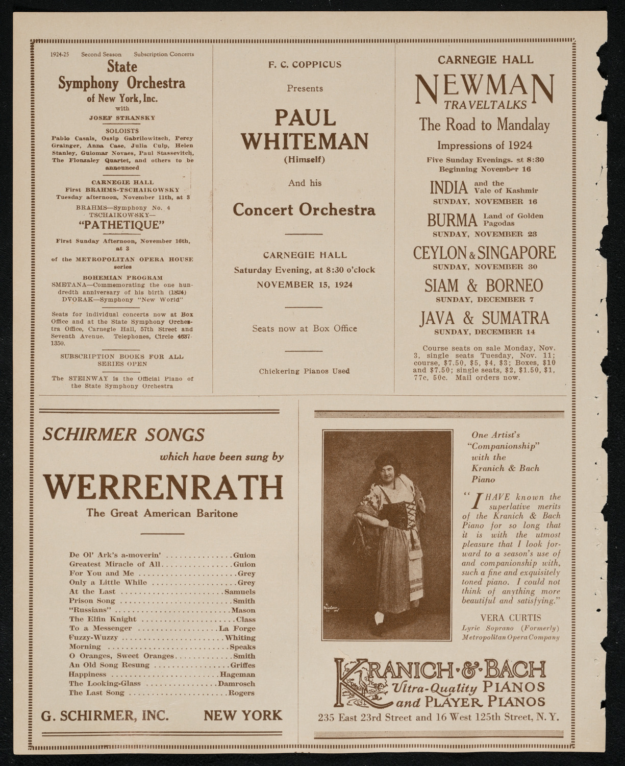 Reinald Werrenrath, Baritone, November 9, 1924, program page 6